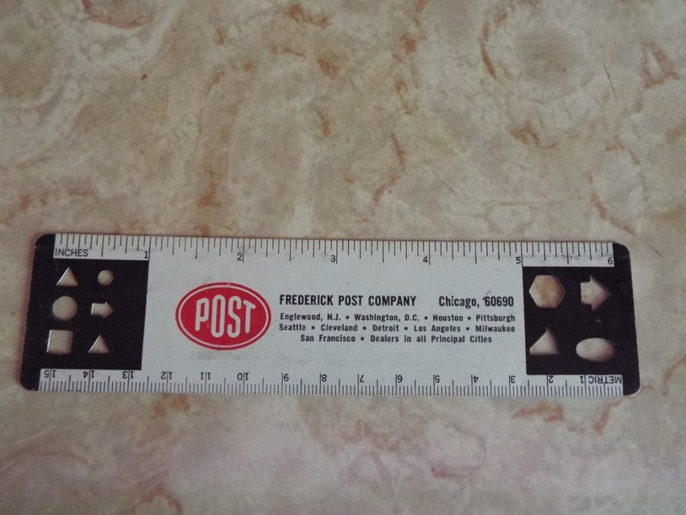 Frederick Post Co Plastic Advertising Ruler Decimal Equivalent Chart Templates