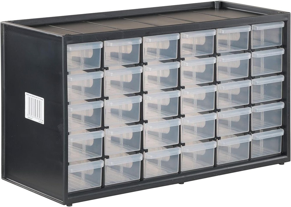 CRAFTSMANModularStorage 30 Drawer Easily Stackable Plastic Black White CMST40730