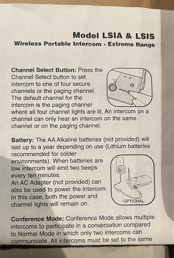 2 Chamberlain Wireless Portable Intercoms Communication Intercom Home LSIA LSIS