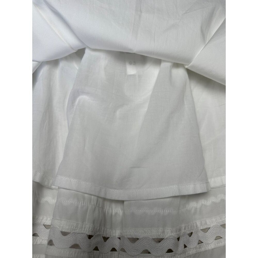 J.Crew Skirt Women L White Eyelet Scalloped Hem Mini Flared Cotton Old Money