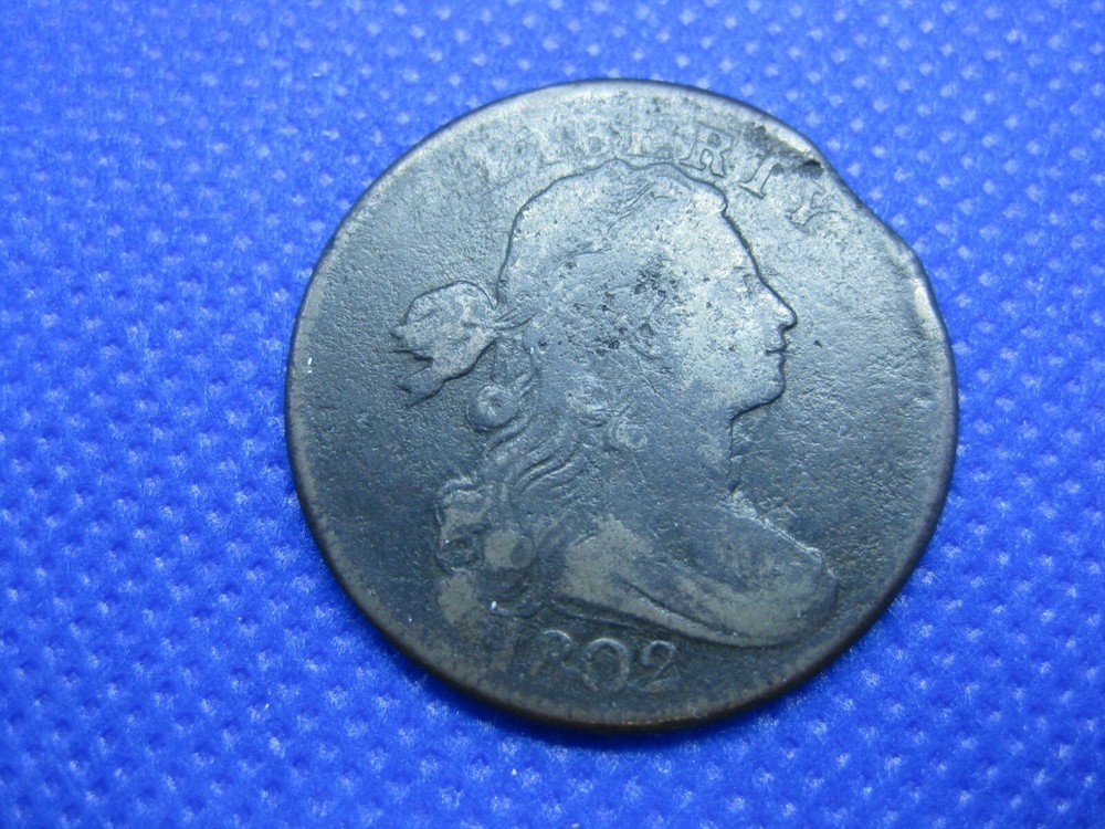1802 Stemless Wreath Draped Bust Large Cent One Cent Coin