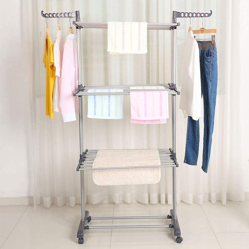 Rolling Clothes Drying Rack Laundry Rack Foldable Tendedero Para Secar La Ropa