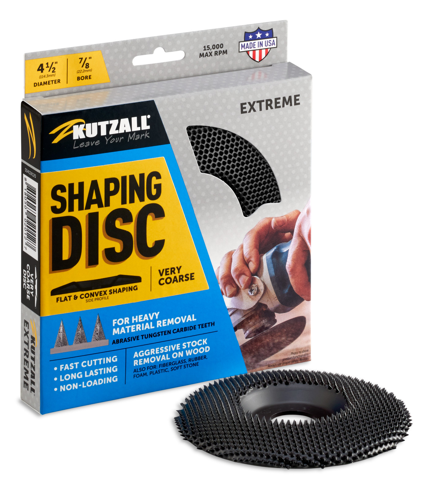 Kutzall Extreme Shaping Disc, Very Coarse, 4-1/2" (114.3mm) Diameter (SD412X120)