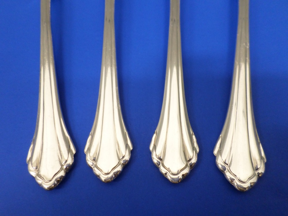 4 - Oneida Community SILVER CLARETTE Glossy Silverplate Flatware 6" TEASPOONS