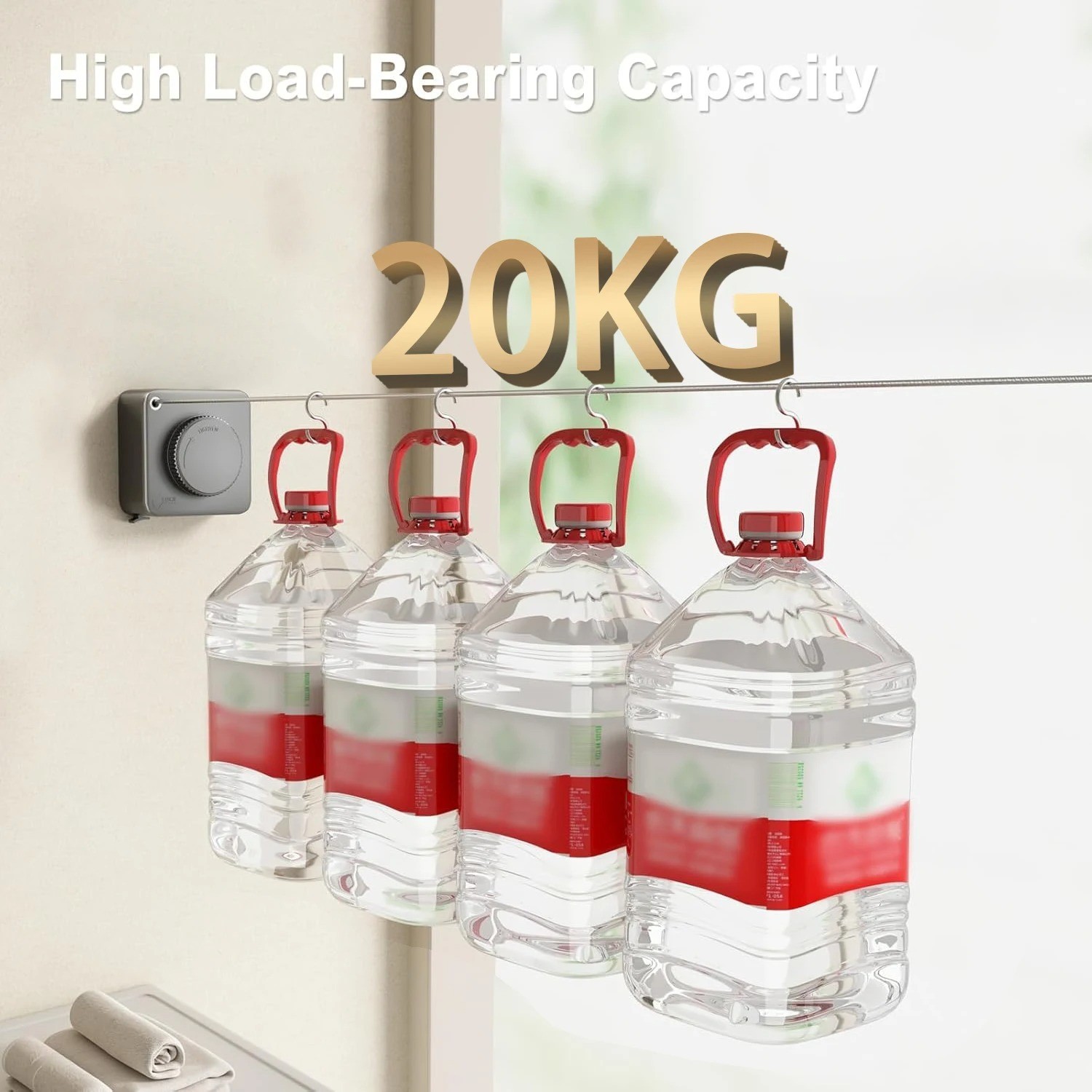 Retractable Clothesline 15.1FT Wall Mounted Stainless Steel Indoor Outdoor Gray