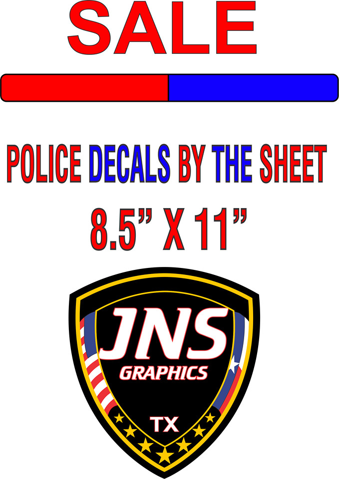 Police Waterslide Decals by the sheet