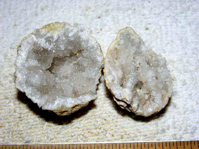 Geode pair opened with crystal centers 2 inch G72