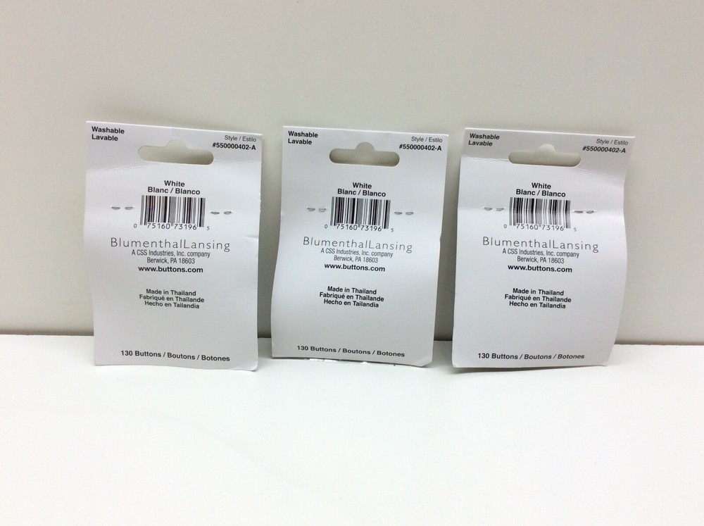 3 - LaMode Basic Buttons Assorted Size White 550000402-A 130 Pack