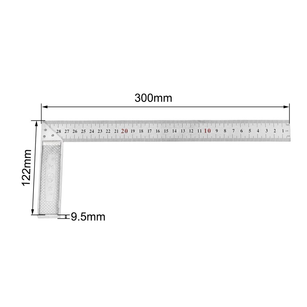 Right Angle Ruler 300mm L Shape Carpenter Square Dual Side Scale Layout Tool
