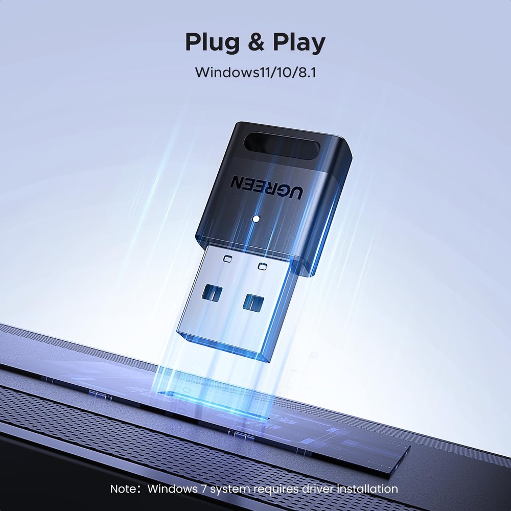 UGREEN USB Bluetooth Adapter for PC 5.4 Dongle Receiver EDR & Small