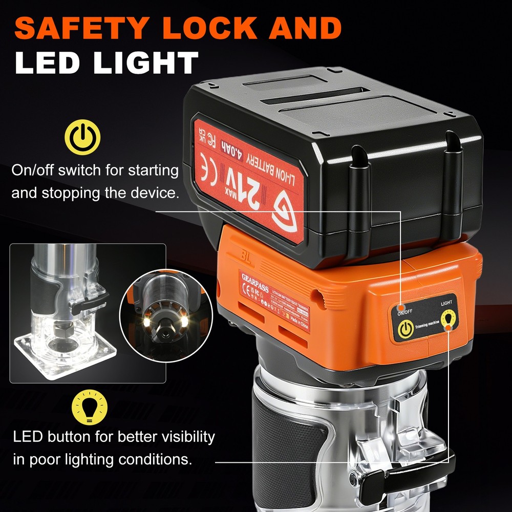 Cordless Multi-function Router 30000 Rpm 21V with 20 Bits NEW Upgraded