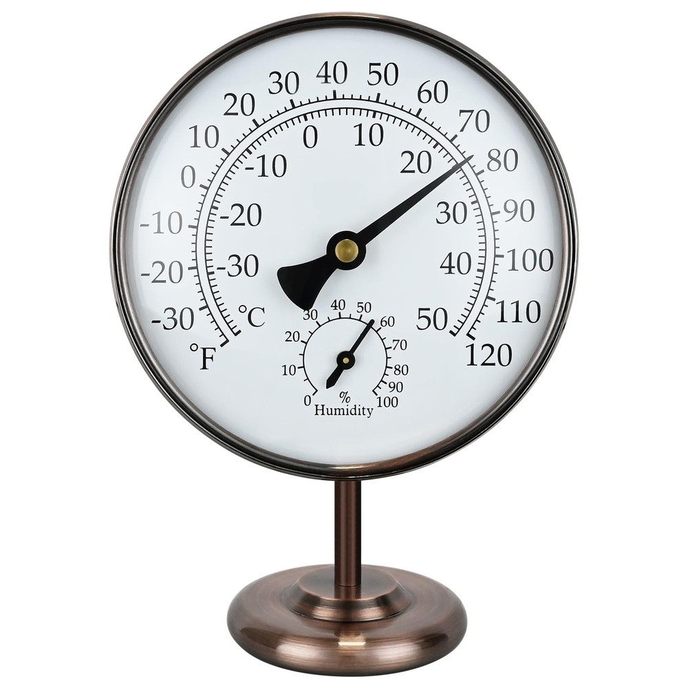 4’’ Outdoor Thermometer Hygrometer - Solid Brass Analog Temperature 4 in