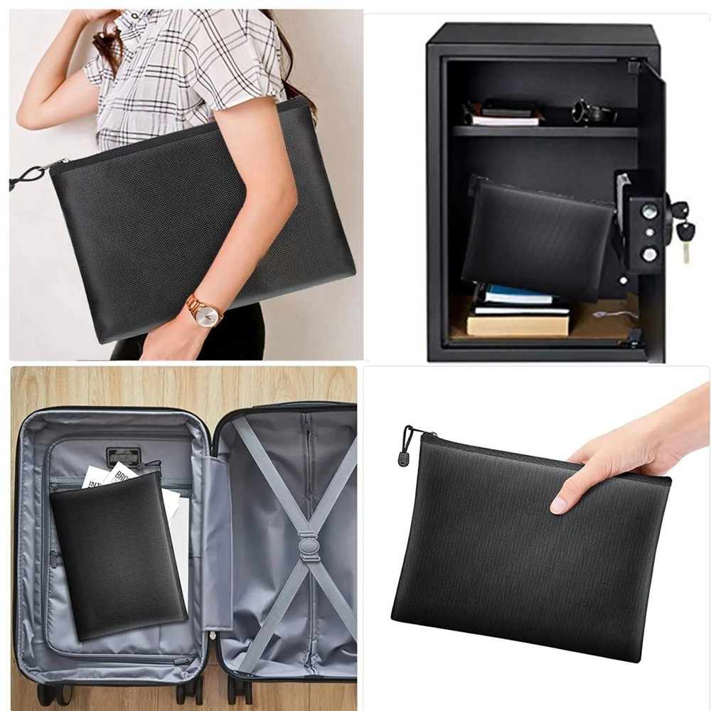 Portable Fireproof Waterproof Document Bags Envelope File Folder Cash Pouch