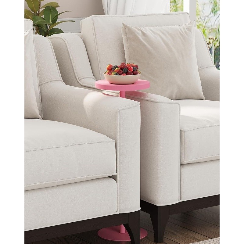 Round Side Table Sturdy Sofa Table Easy Assembly Small Space Accent Table New