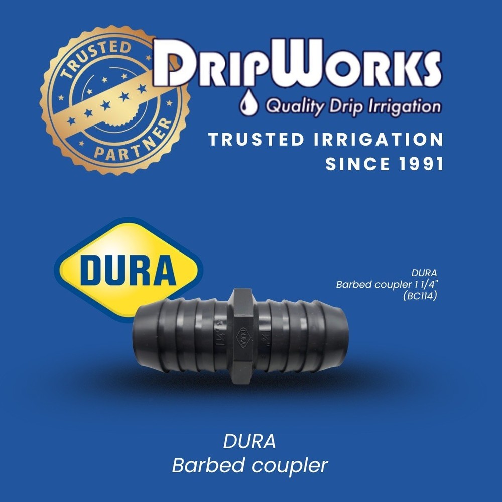 25 pack Dura Plastics Barbed Coupler – 2"
