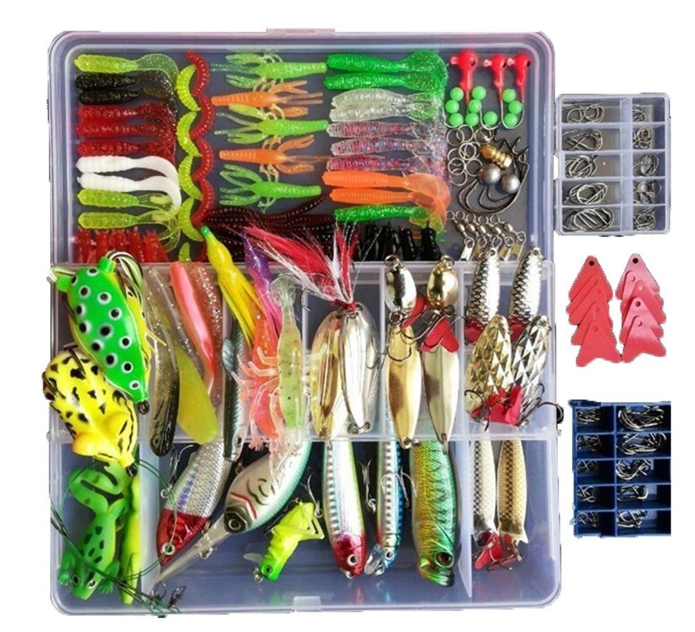 275PCS Fishing Lures Set Including Crankbaits Spinnerbaits Medium, Assorted