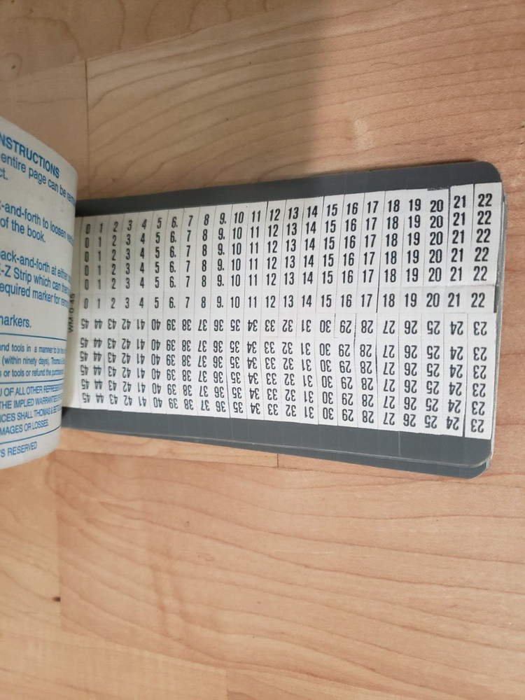 THOMAS & BETTS CORPORATION (E-Z-CODE) WIRE MARKER BOOK WM-0-45