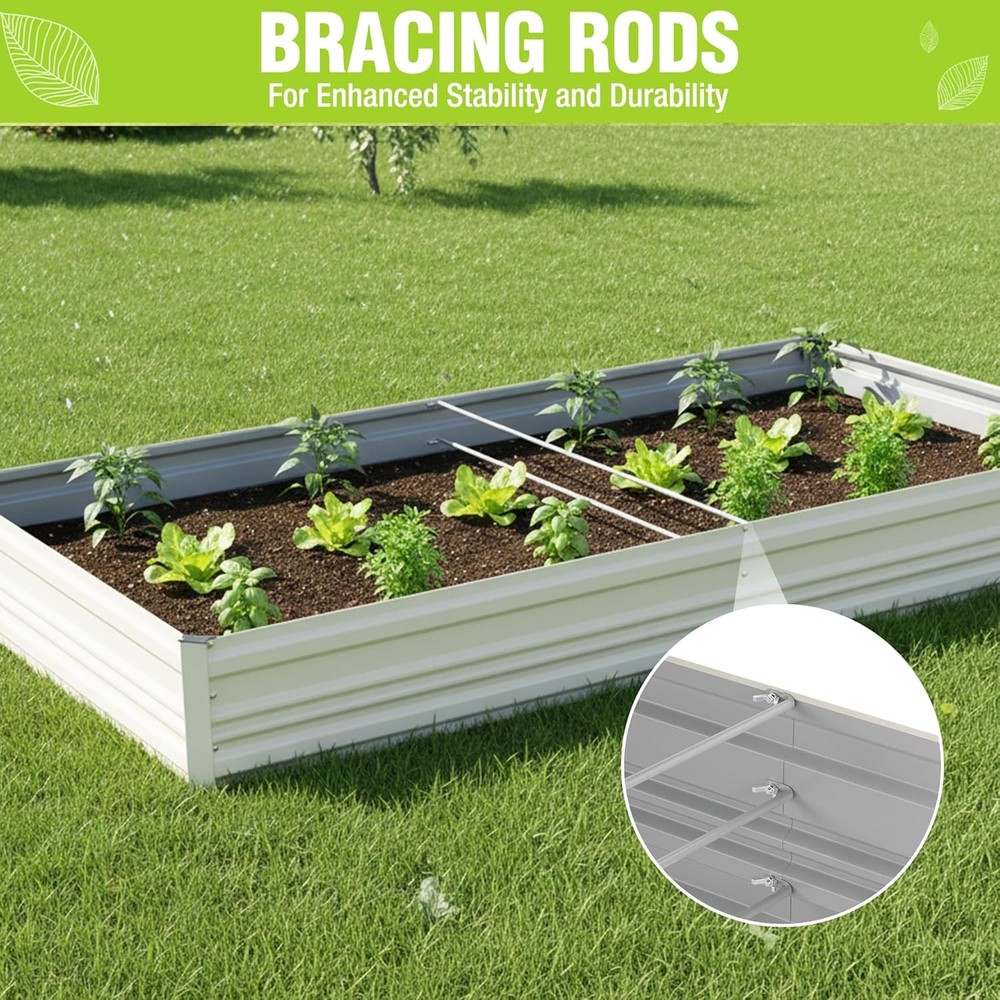 2PK 7.5x4x1 ft Galvanized Raised Garden Beds Rectangular Planter Box for Flowers