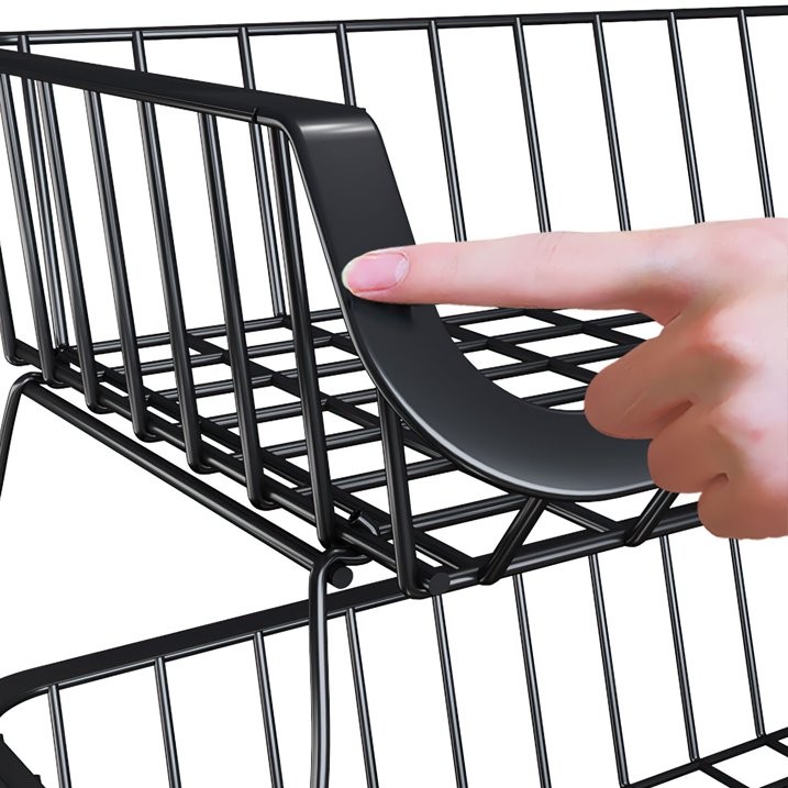 3 Tier Stackable Metal Wire Basket Cart with Rolling Wheels Storage Baskets