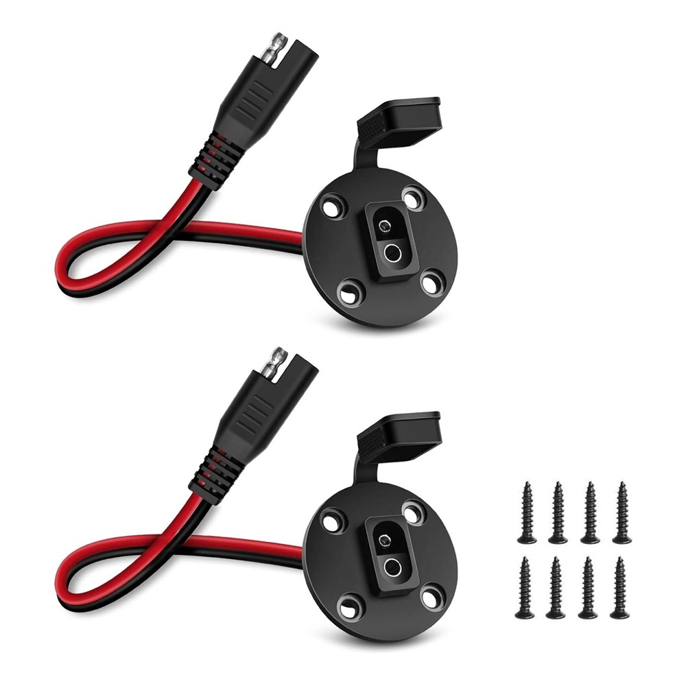 2 Pack - SAE Power Socket Sidewall Port, Universal SAE Quick Connect Solar