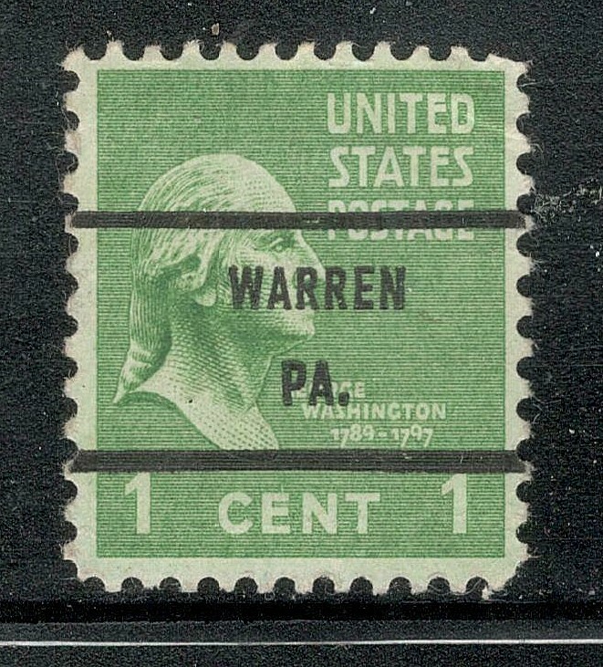Sc # 804 ~ 1 cent Washington Issue, Precancel,  WARREN PA.