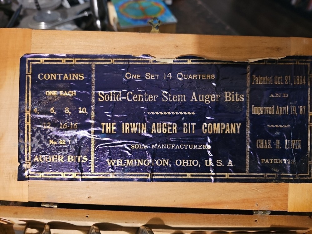 Irwin Auger Set 14 Quaters Solid Center Stem Auger Bits With Case 1887