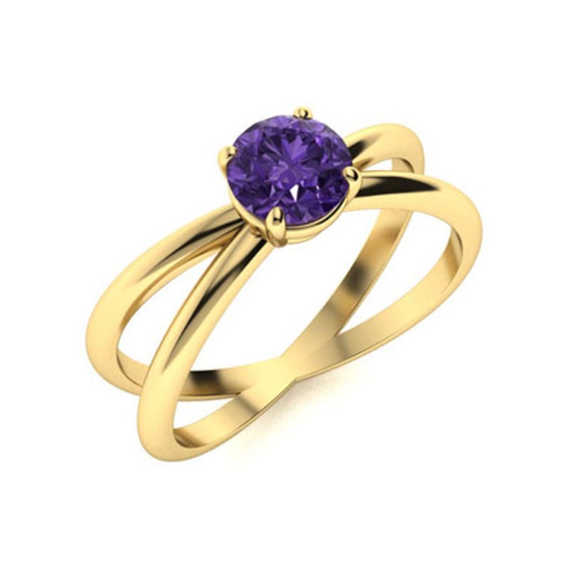 Sterling Silver Natural Amethyst Statement Solitaire Wedding Ring Jewelry