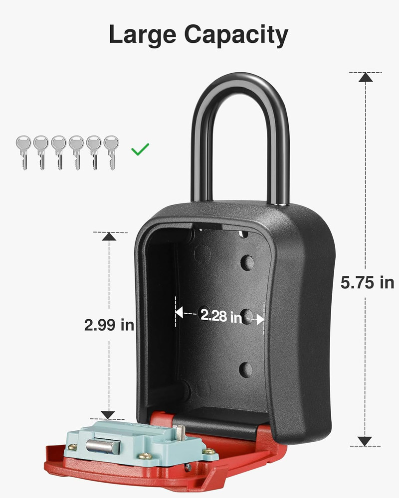 Lock Box, Key Lock Box Wall Mount & Portable Combination Lockbox with Resettable