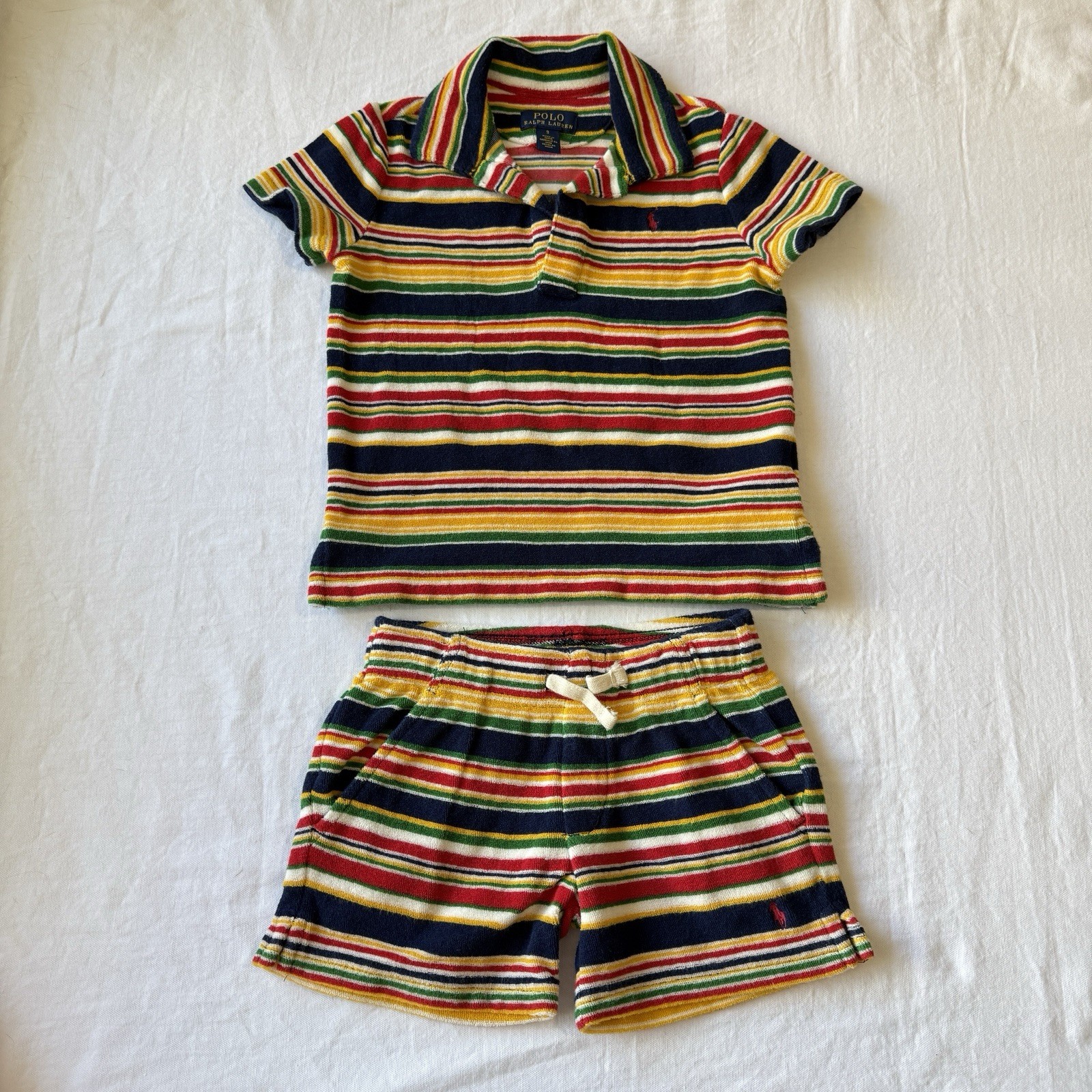 Polo Ralph Lauren Kids Toddler striped cotton terry polo shirt and shorts set