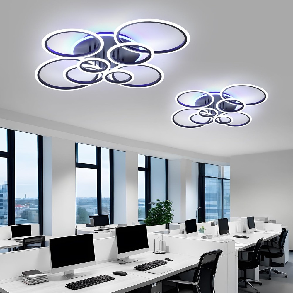 Modern LED Ceiling Light,41.3'' Dimmable Flush Mount Ceiling Lights with Remo...