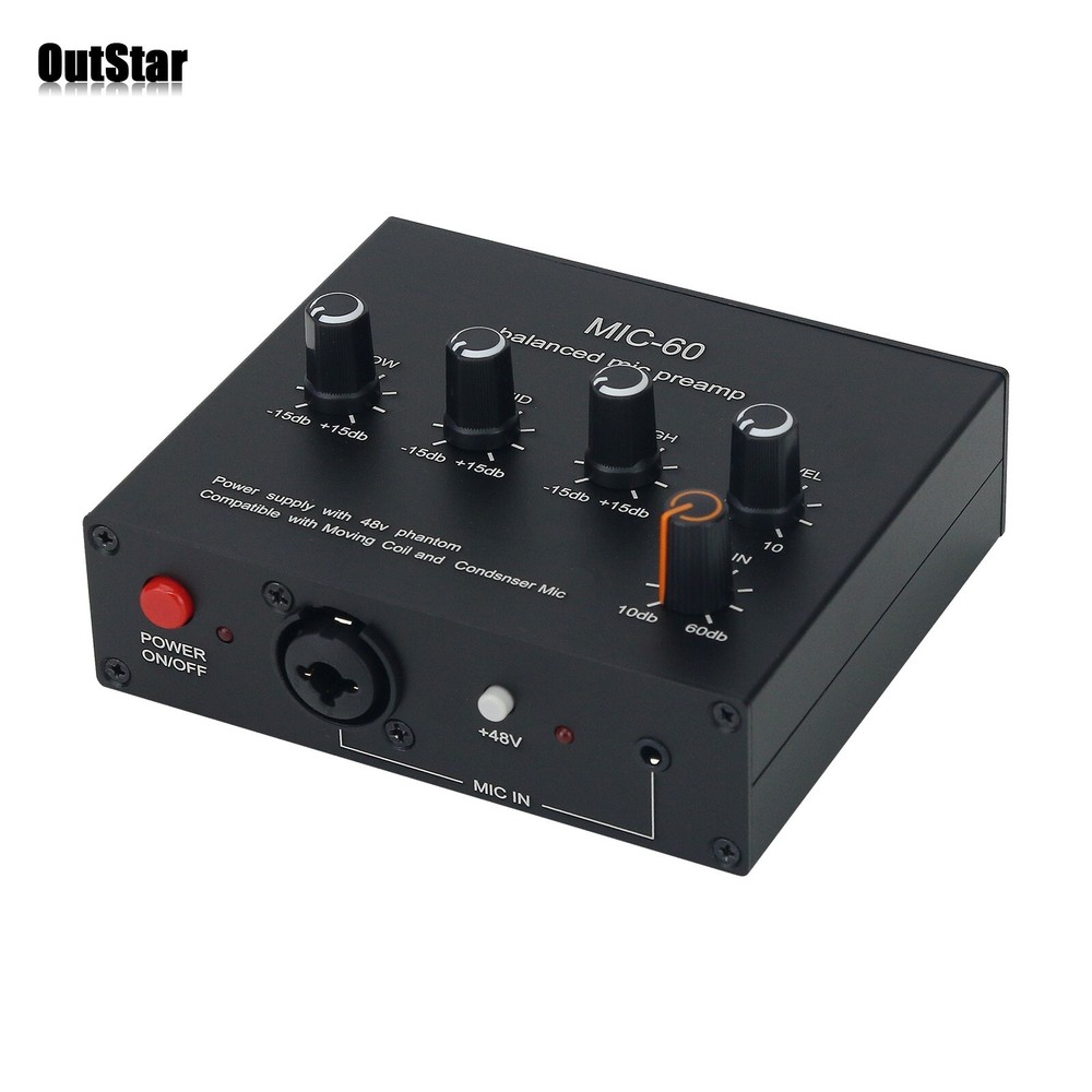 MIC-60 3-Band Equalizer Balanced Microphone Preamplifier w/DC Cable + XLR Cable