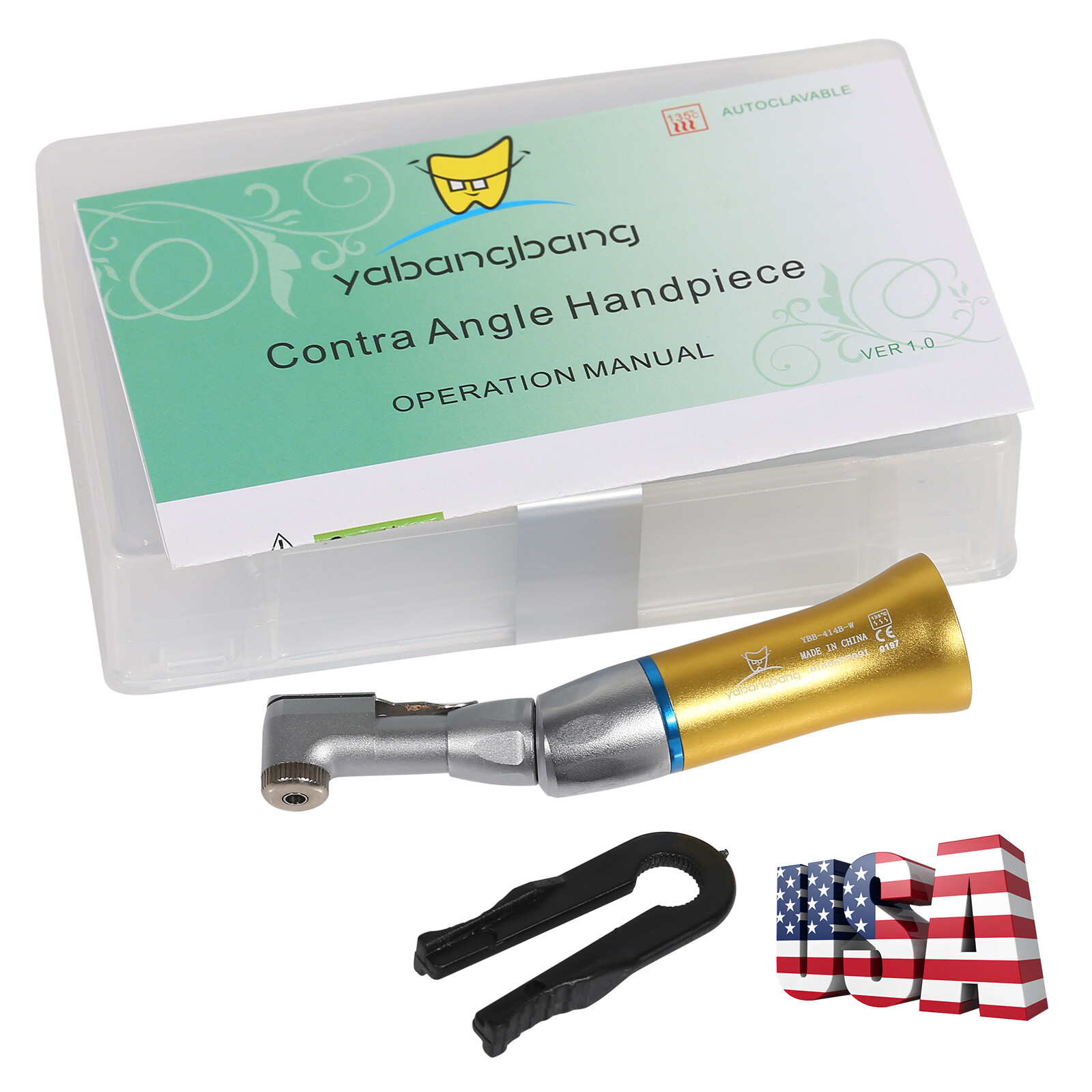 USA NSK Style Dental Low Speed Contra Angle Handpiece Latch E-Type Gold st