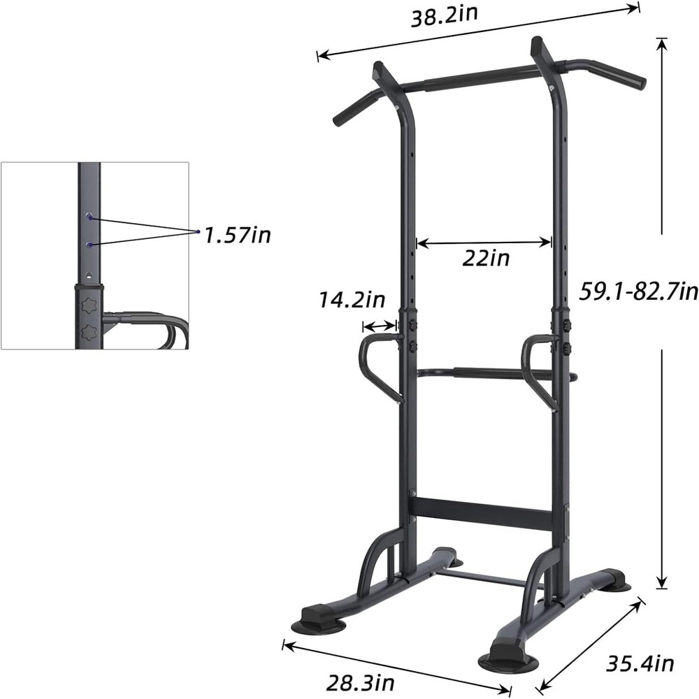 Power Tower Adjustable Height Pull Up & Dip Station Multi-Function Home Strength