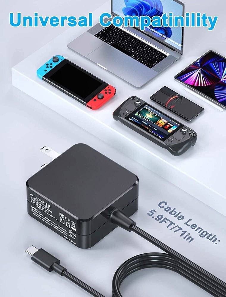 45W Power Adapter Charger For Steam Deck Switch Lite/OLED Xbox Controller TYPE C