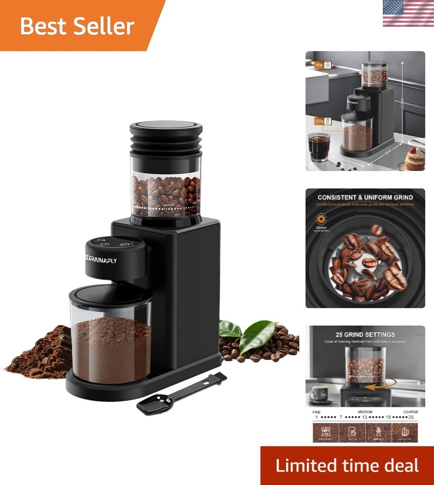 Electric Coffee Grinder with Smart Touch Control & 25 Precise Grind Settings