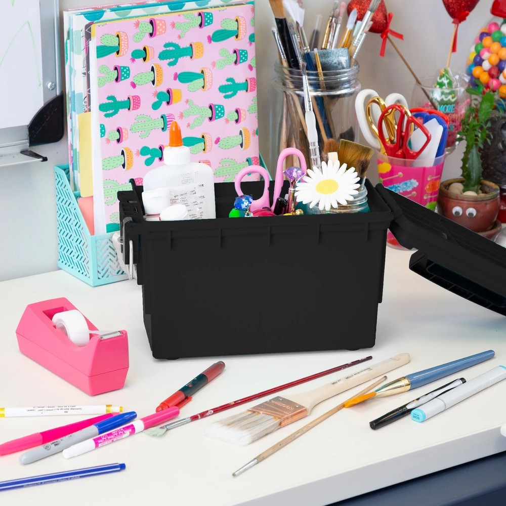 Hyper Tough Locking and Stacking Utility and Tool Box, Black Organization box