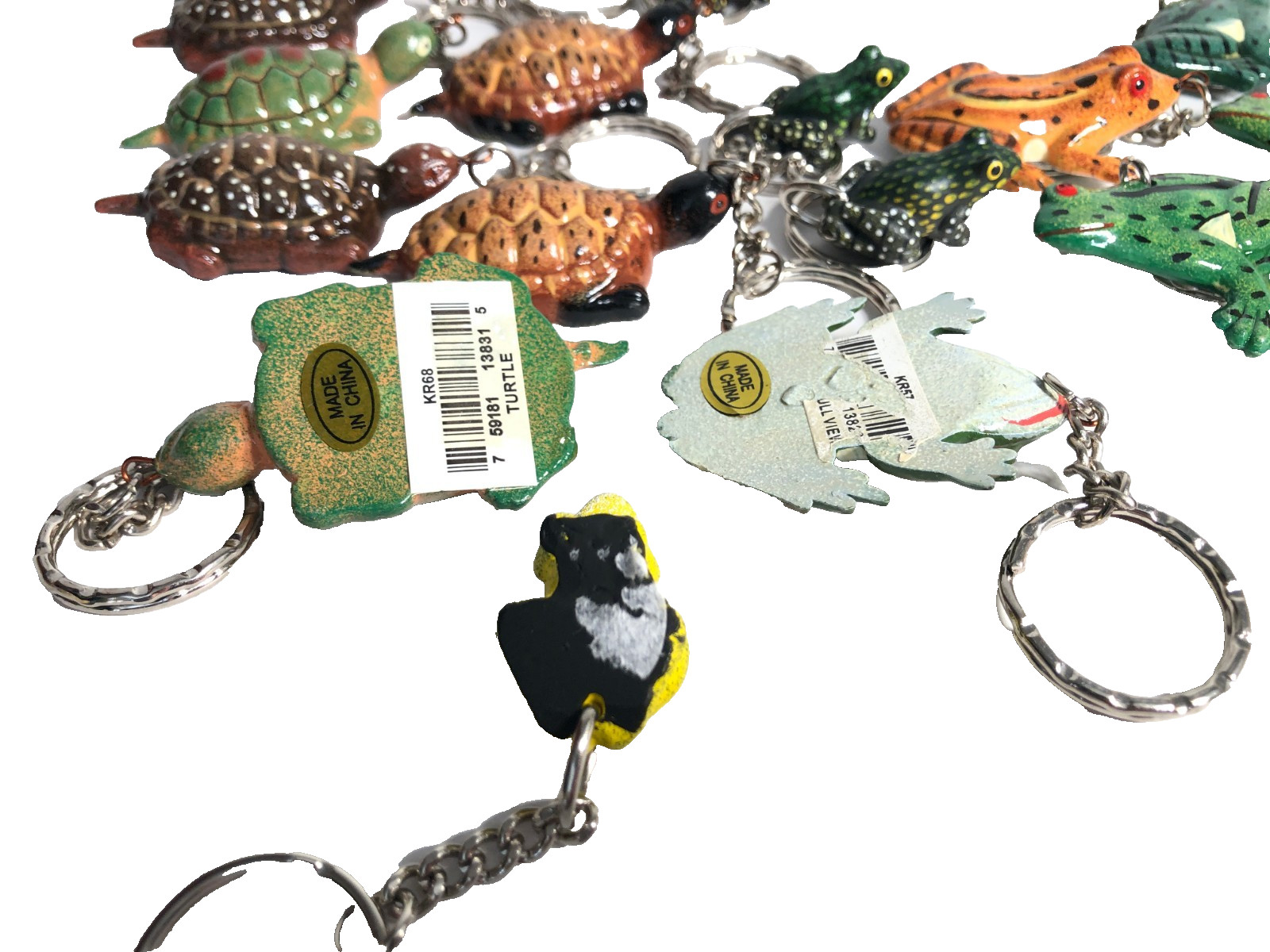 Keychain Lot Turtles Frogs NOS Gifts Fund Raising Stocking Stuffers Resell 35 pc