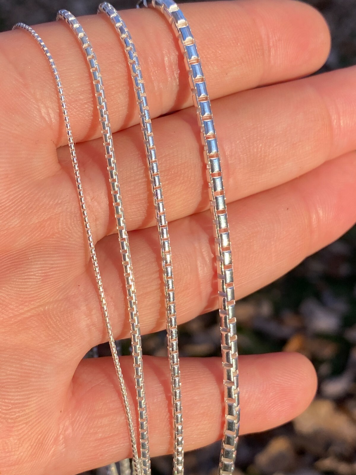 Real Solid 925 Sterling Silver Rounded Box Chain 1-3mm Necklace Men Ladies Snake