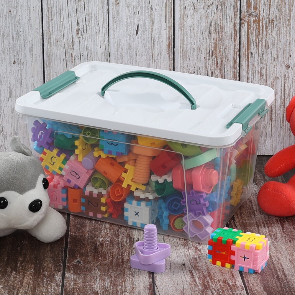 Kekow 14 Quart Latching Storage Box, Stackable Storage Bin with Lid, 8 Pack
