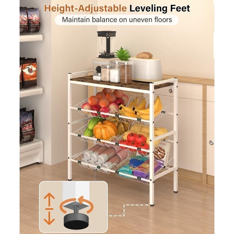 Kitchen Storage Rack Multi-Functional Snack Display Sturdy Removable Baskets New