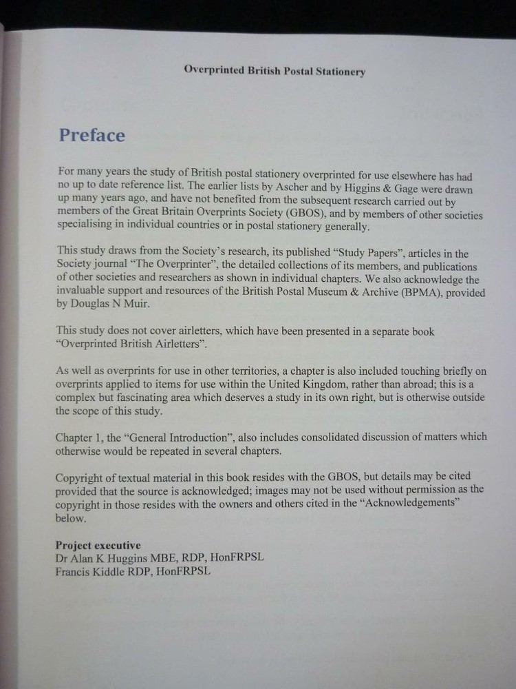 OVERPRINTED BRITISH POSTAL STATIONERY by DR JOHN M GLEDHILL