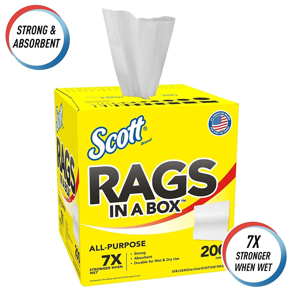 Scott Multi-Purpose Rags In-A-Box, White, 8 Boxes (KCC 75260CT)