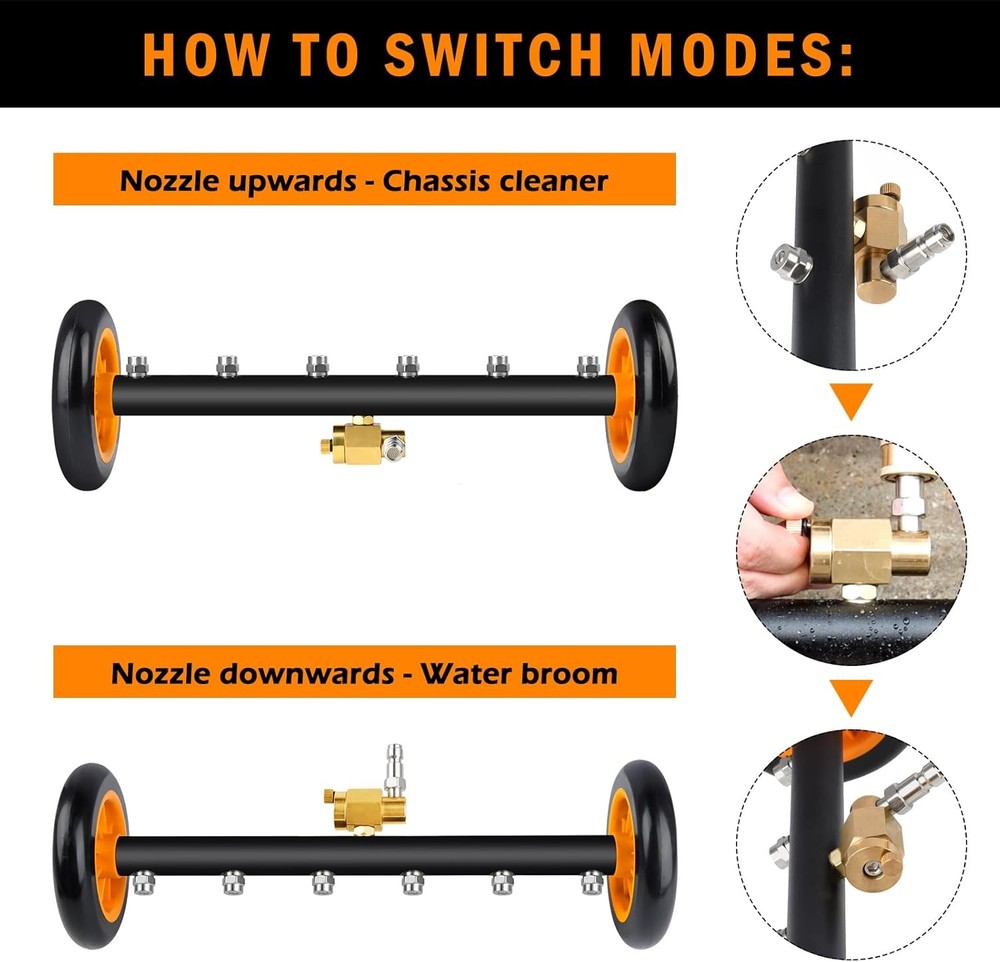 Undercarriage Pressure Washer Attachment, Siebwin 16" Dual-Function Water Broom