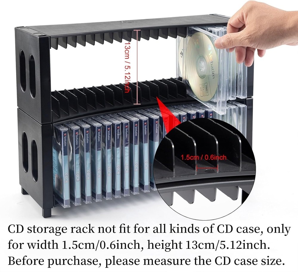 CD Storage Rack, Upgrade 2 Pack Stackable ABS CD Storage Organizer Can Hold 4...