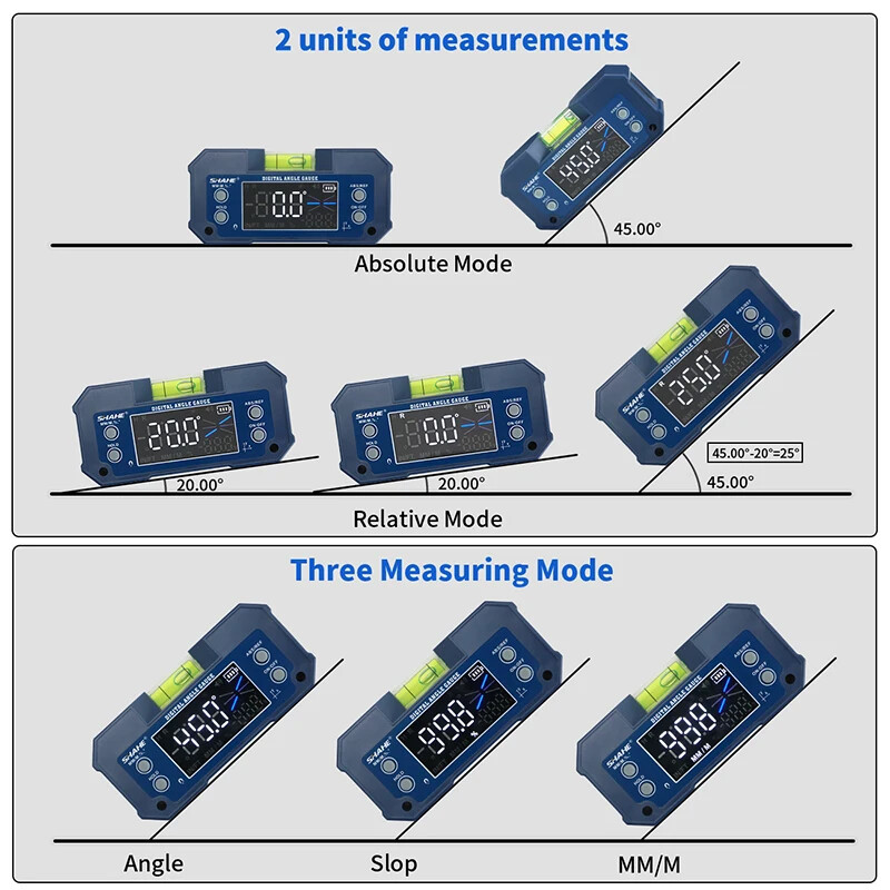 Dual Axis High Precision Level Gauge Digital Angle Meter With Wireless Optional