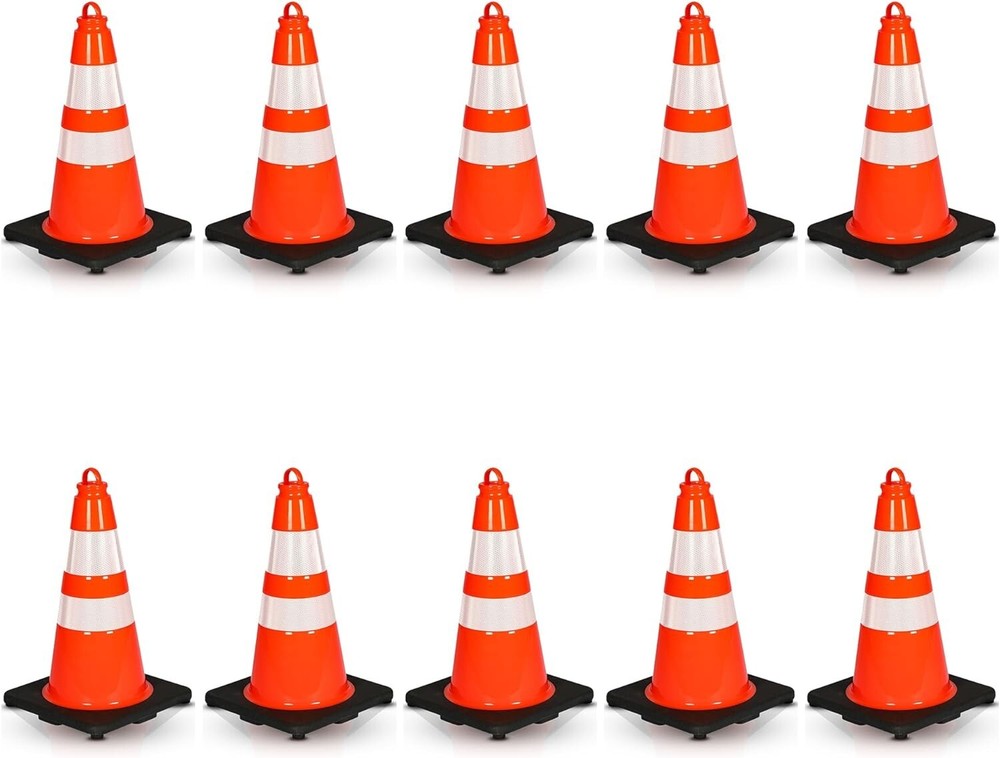 Pyle 18" PVC Cone - 10 Pieces High Visibility Structurally Stable
