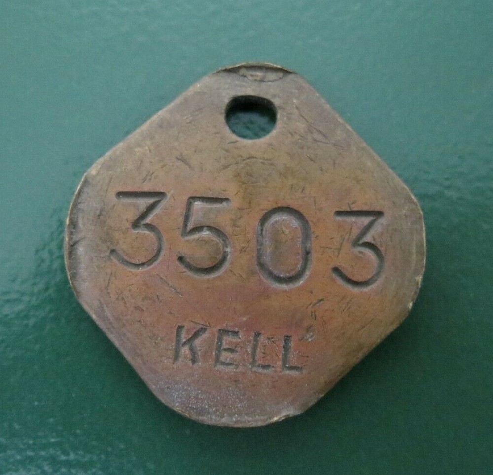 KELLINGLEY Colliery Pit Check Tally - marked KELL 3503