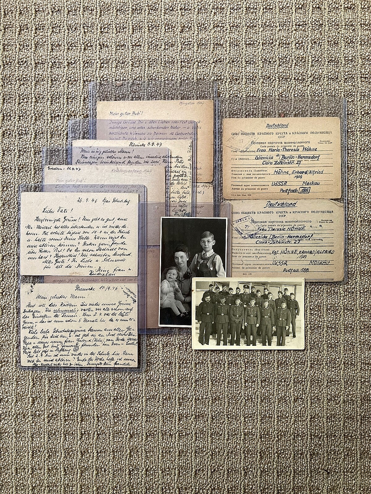 RARE! WW2 GERMAN PRISONER OF WAR FAMILY CORRESPONCE ARCHIVE (BERLIN-MOSCOW) 1946