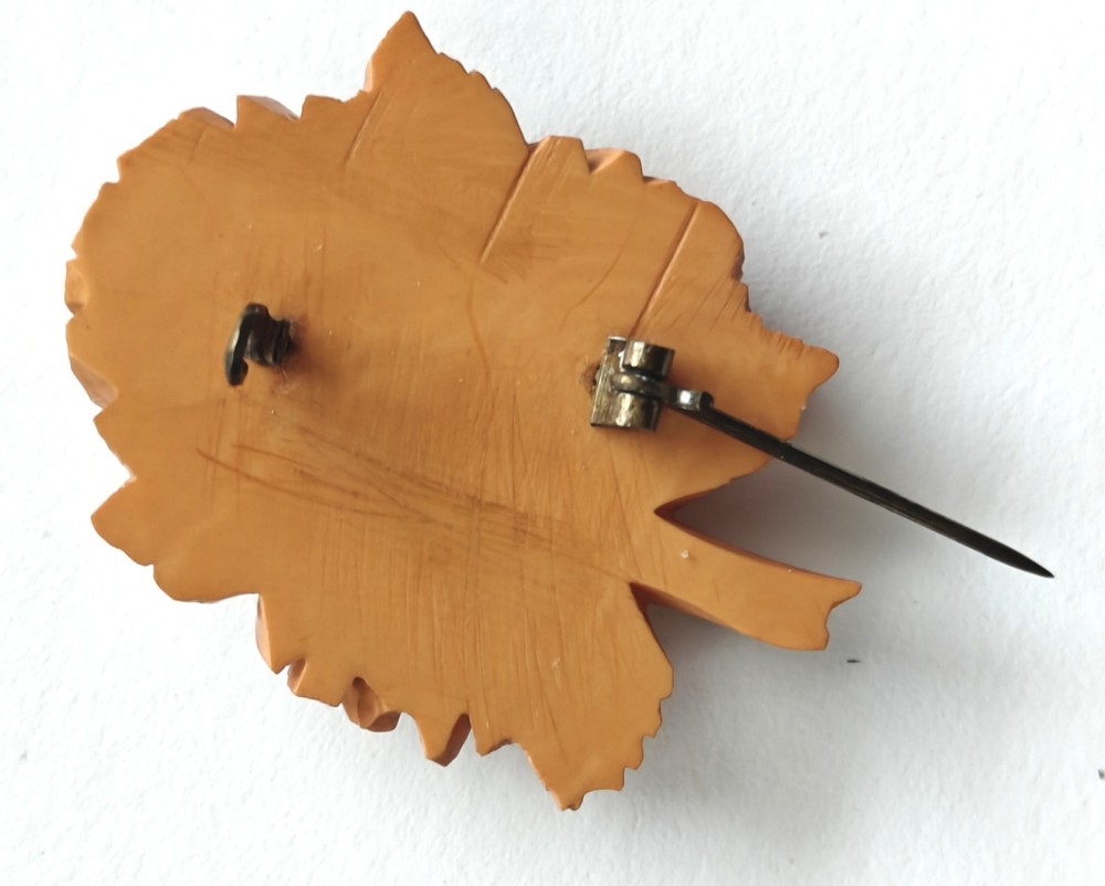 Deep Carved Bakelite Flower Brooch