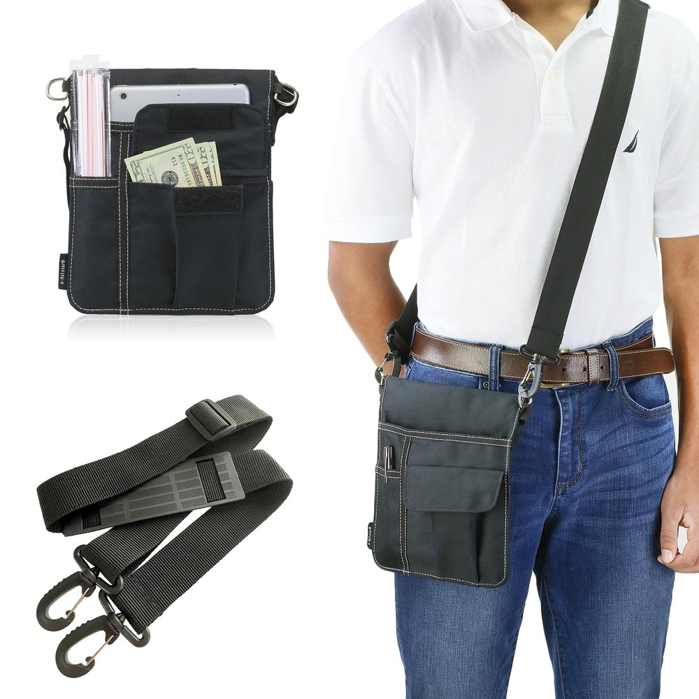 Waitress Apron with 3 Pockets - Black Server Apron with Adjustable/Removable ...